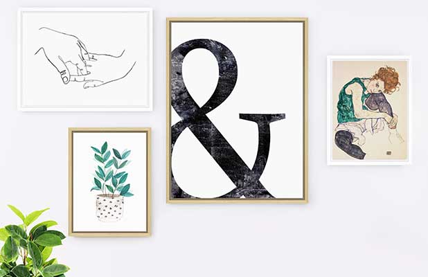 Gallery wall featuring canvas prints from Posterlounge