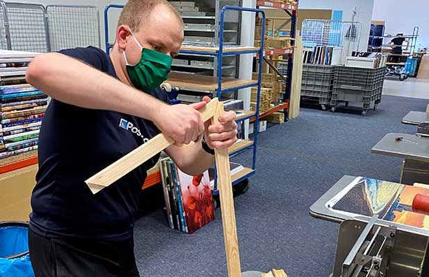 Assembling the wooden stretcher frame