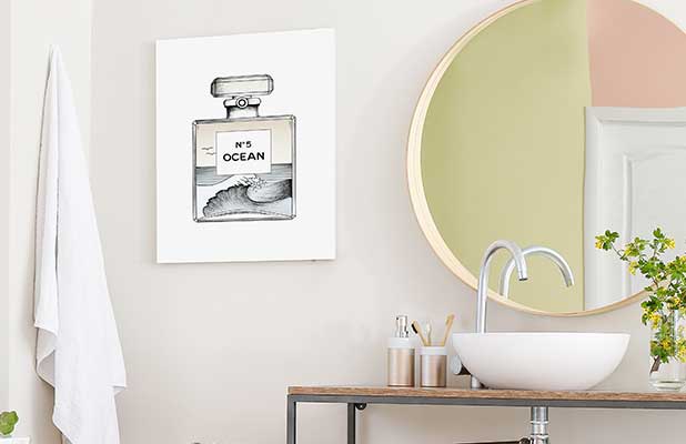 Foam board print in the bathroom