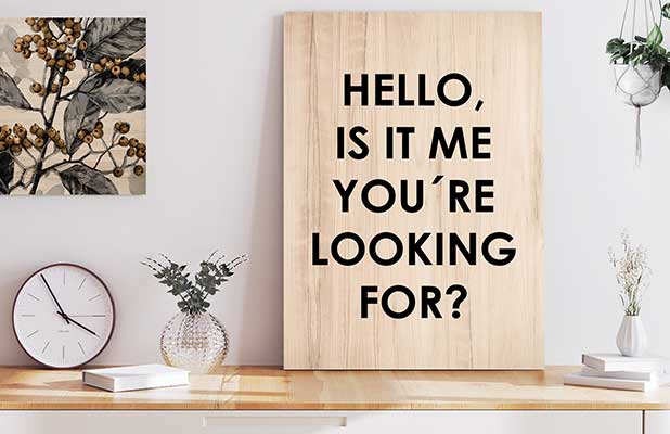 Wood print with typography