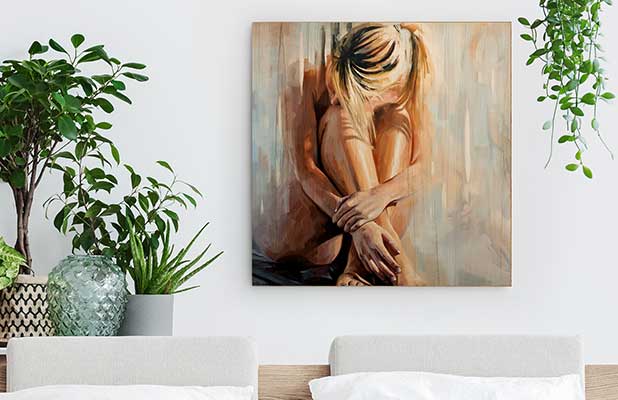 Modern wood print in the living room