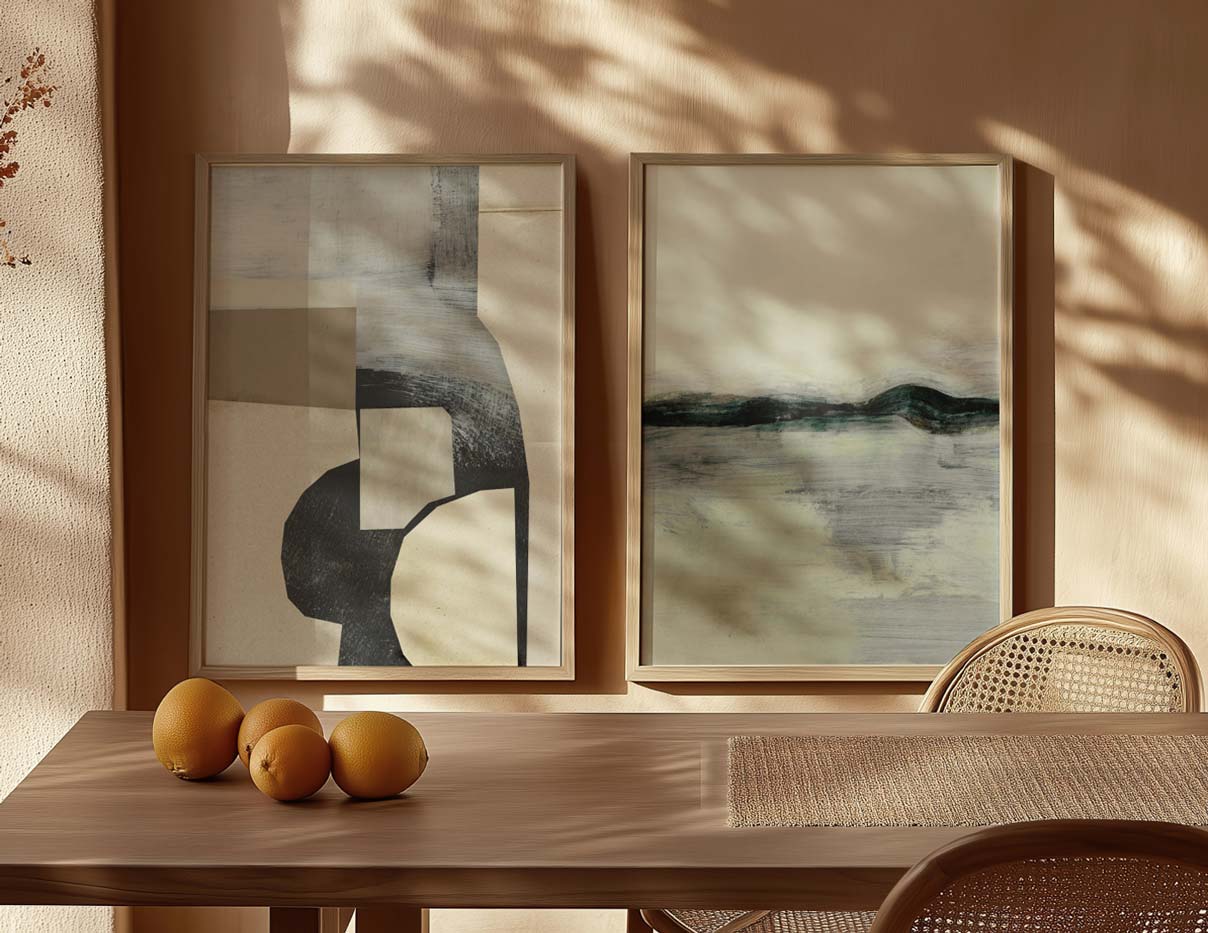 Abstract wall art in natural lighting