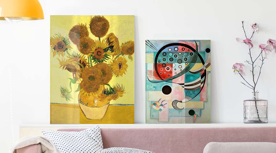 Living room decorated with acrylic prints