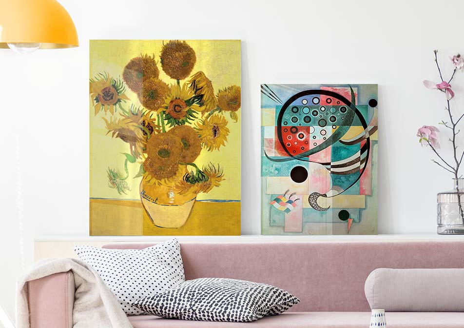 Living room decorated with acrylic prints