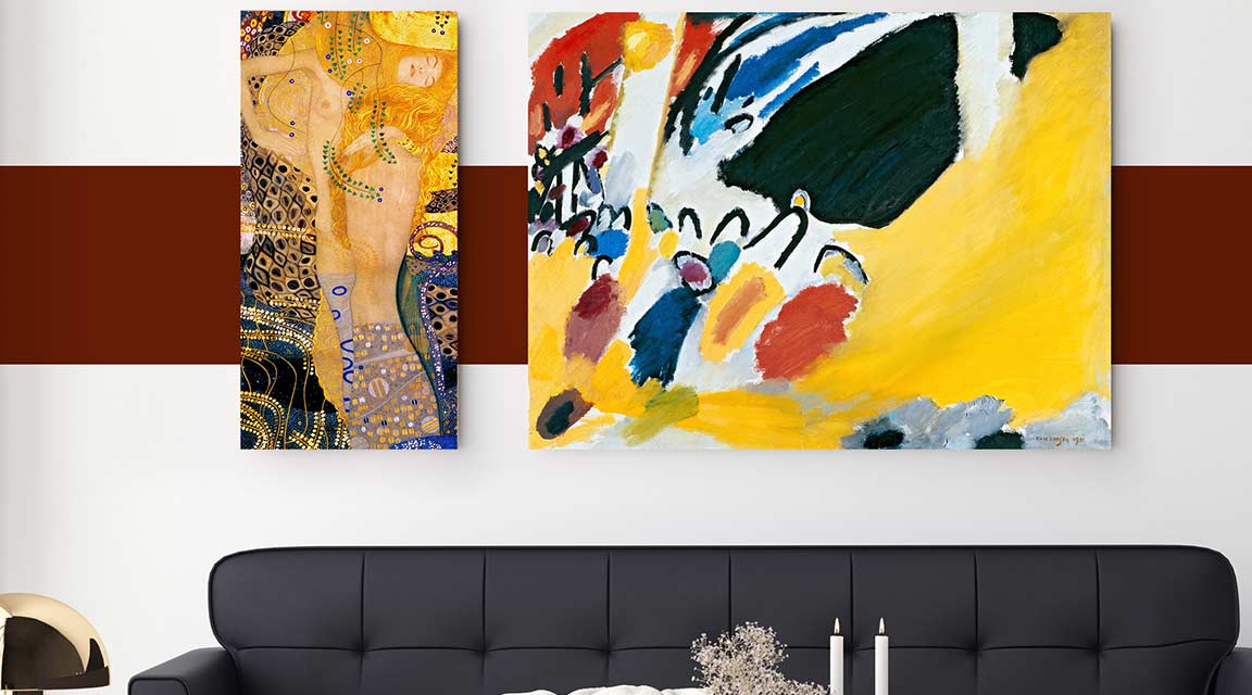 Living room decorated with aluminium prints