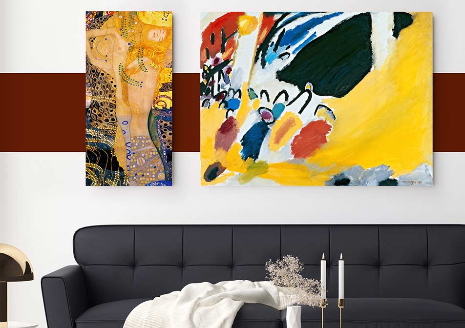 Living room decorated with aluminium prints