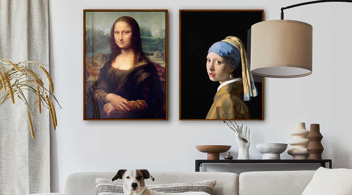 Living room decorated with gallery prints