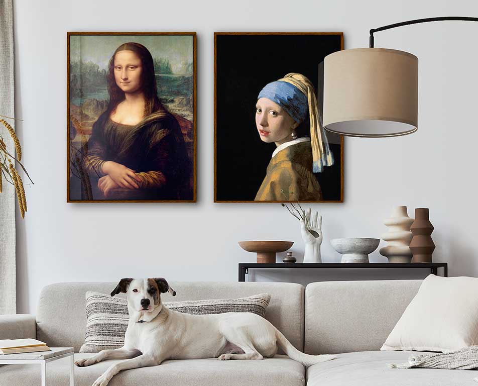 Living room decorated with gallery prints