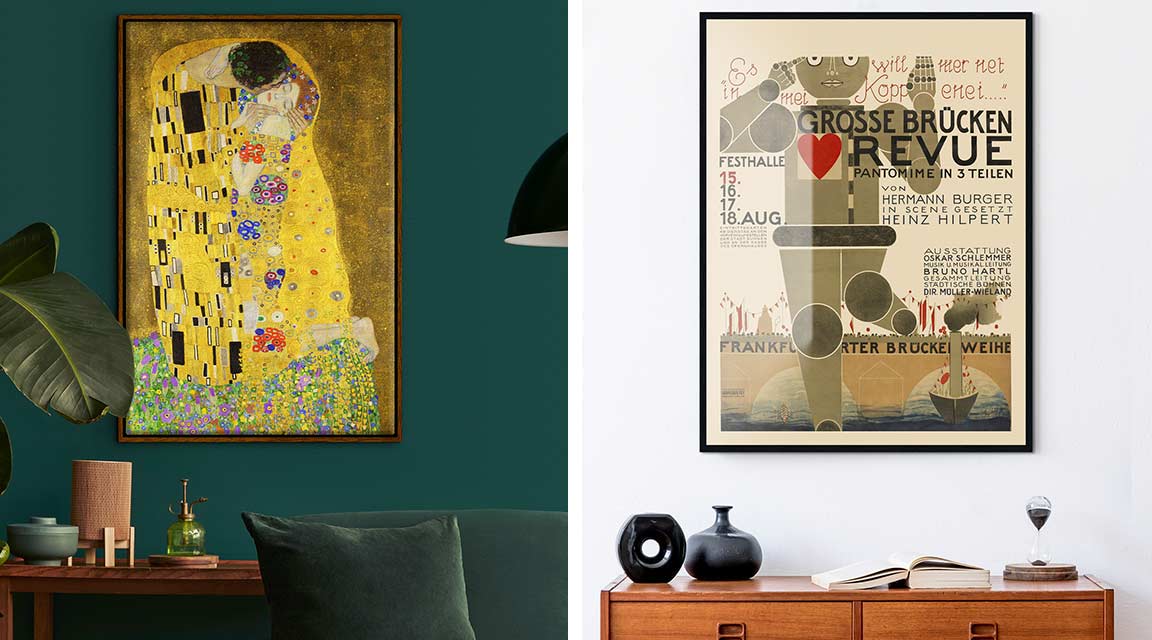 Living room with stylish wall art