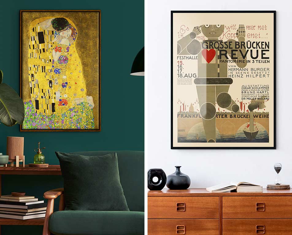 Living room with stylish wall art