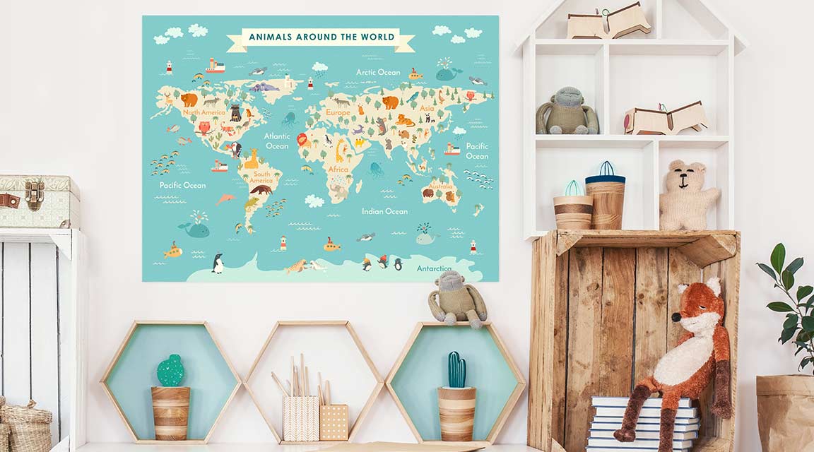 Wall sticker world map